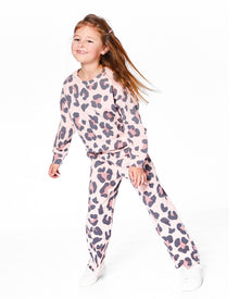Pantalon de jogging ample en molleton French Terry léopard rose