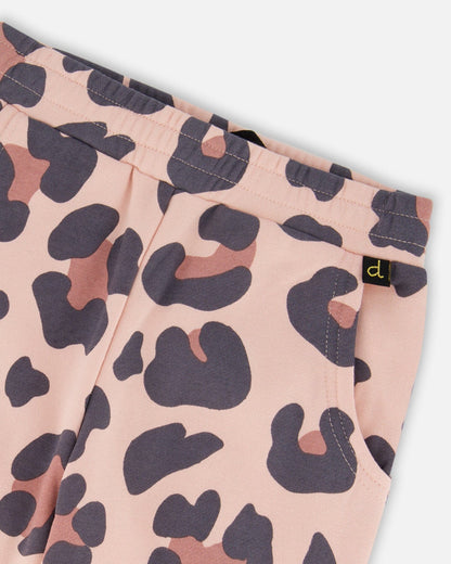 Pantalon de jogging ample en molleton French Terry léopard rose