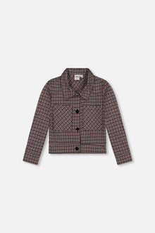 Veste en maille jacquard à motif pied-de-poule
