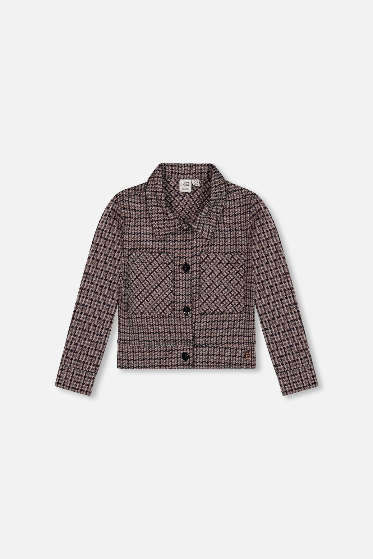 Veste en maille jacquard à motif pied-de-poule