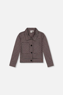 Veste en maille jacquard à motif pied-de-poule
