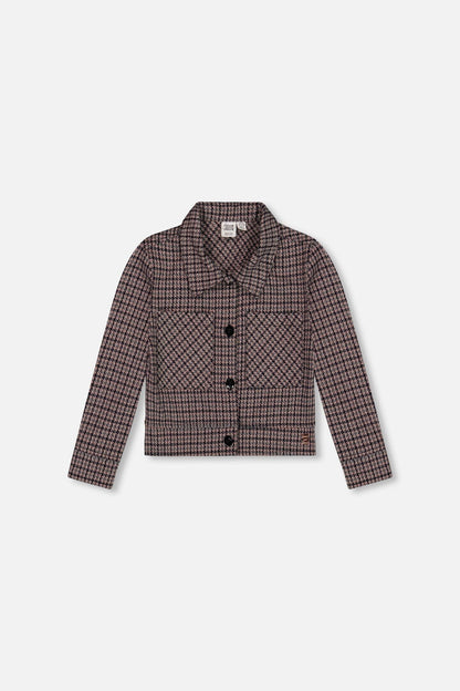 Veste en maille jacquard à motif pied-de-poule
