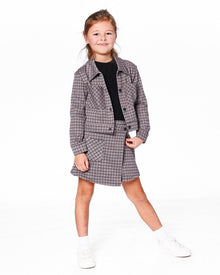 Veste en maille jacquard à motif pied-de-poule