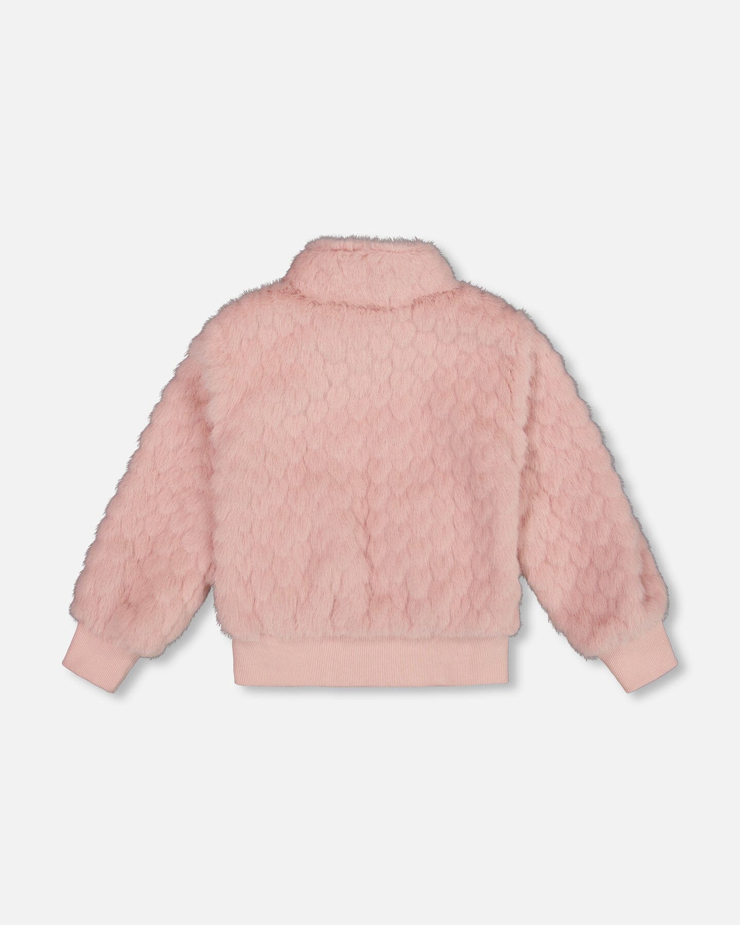 Veste jacquard en fausse fourrure rose poudré