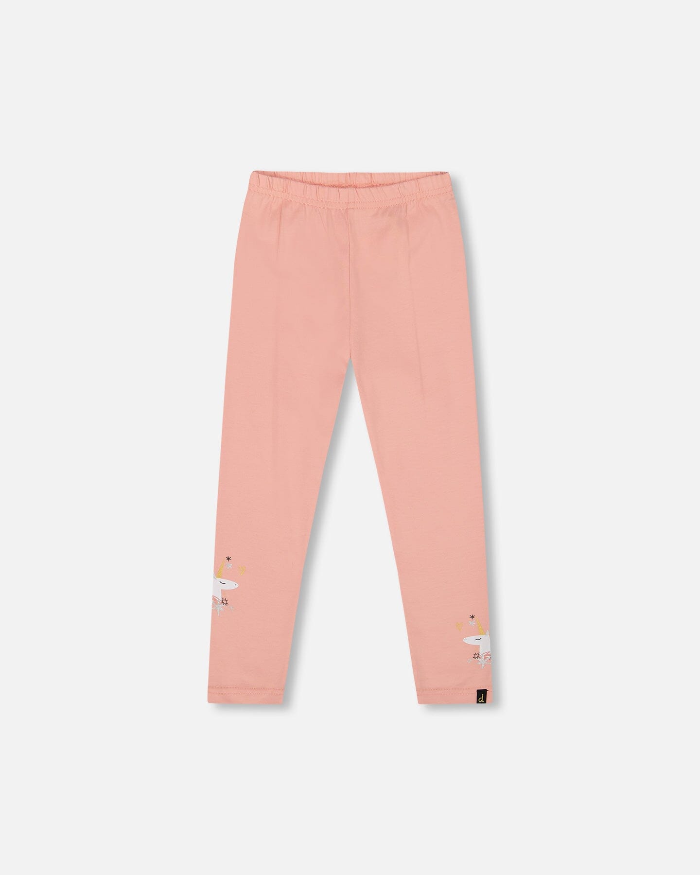 Legging en coton bio rose poudré imprimé licorne