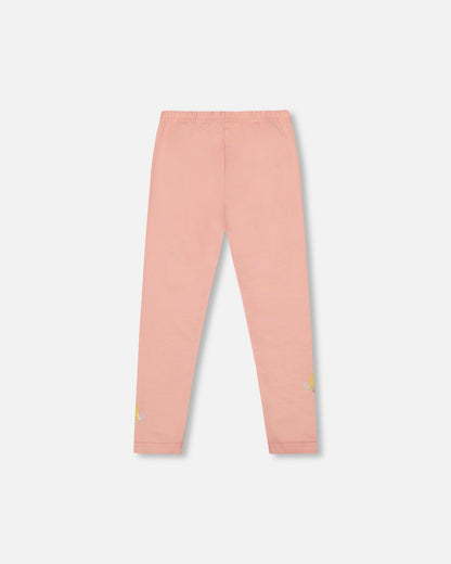Legging en coton bio rose poudré imprimé licorne