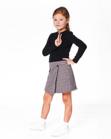 Bi-Material Dress Black And Houndstooth