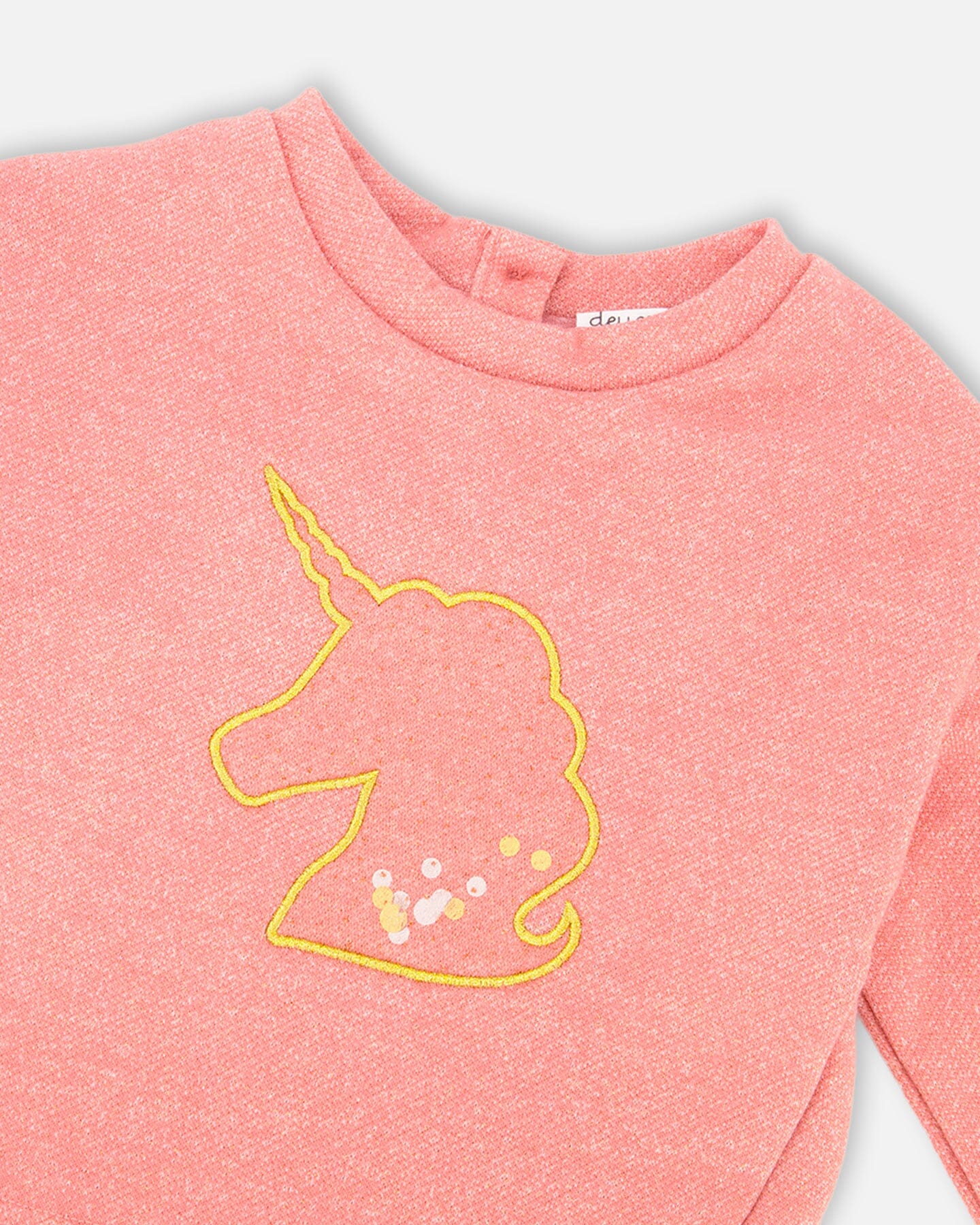 Robe bi-matière rose poudré avec jupe en résille et licorne