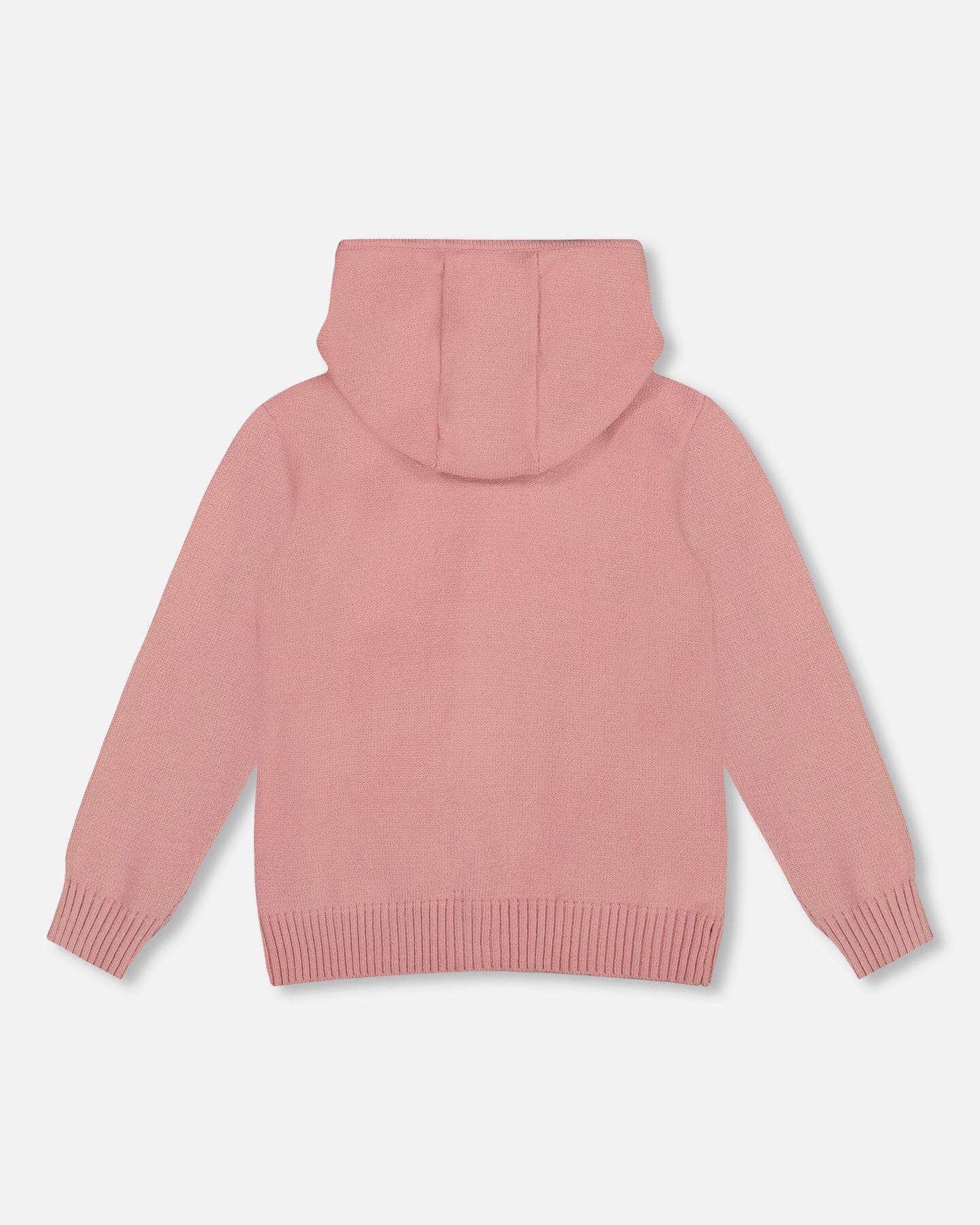 Gilet en maille à capuche rose poudré avec intarsia licorne