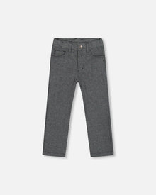 Stretch Jacquard Pants Grey Herringbone