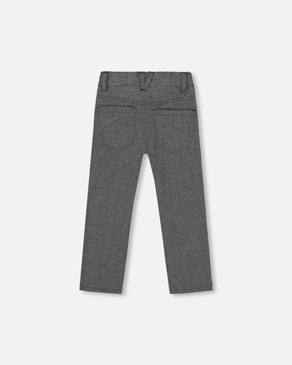 Stretch Jacquard Pants Grey Herringbone