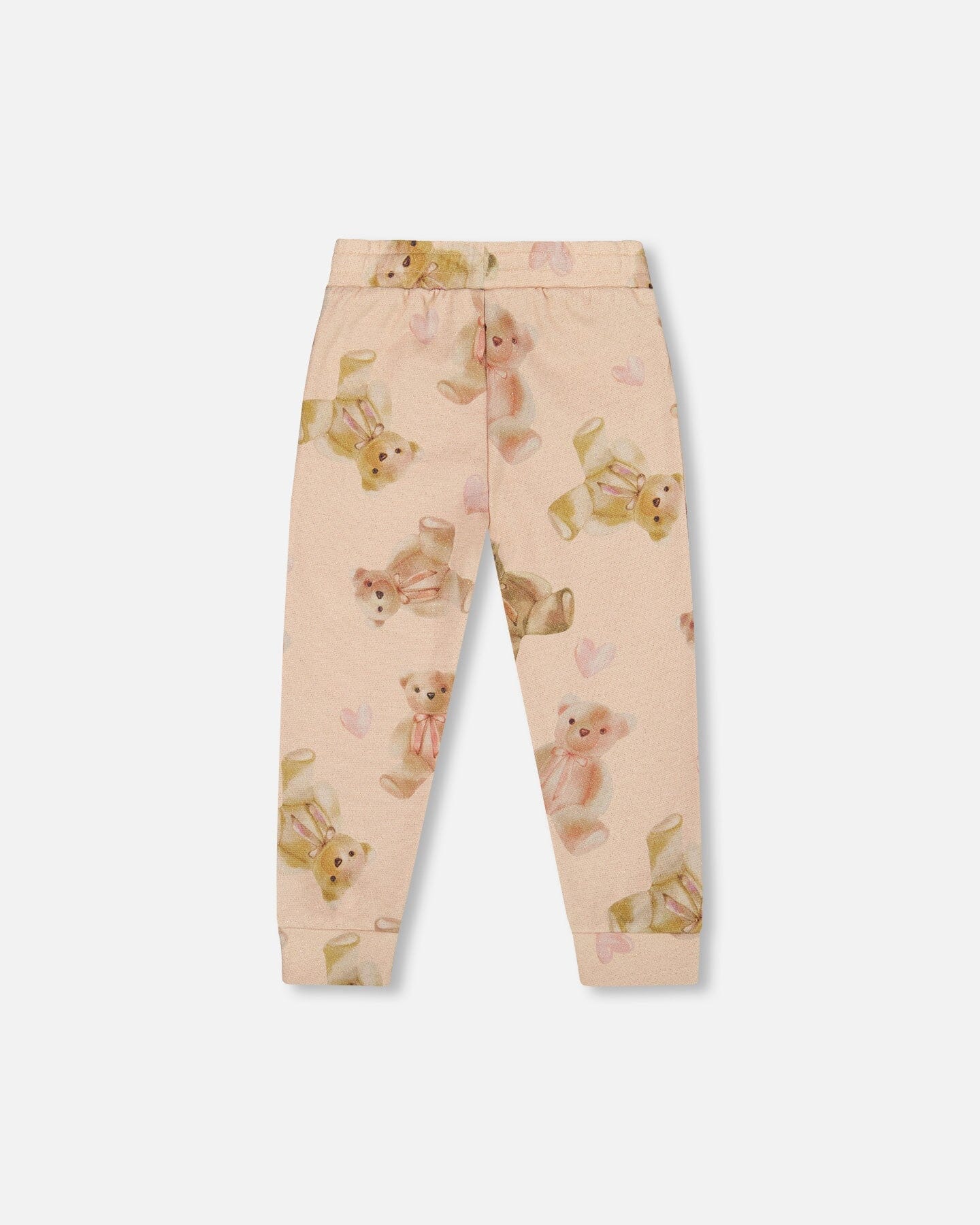 Pantalon de jogging en molleton français scintillant, motif ours en peluche beige