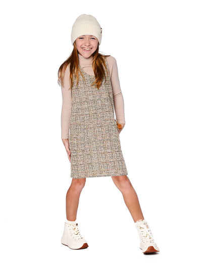 Pull en tweed beige et noir