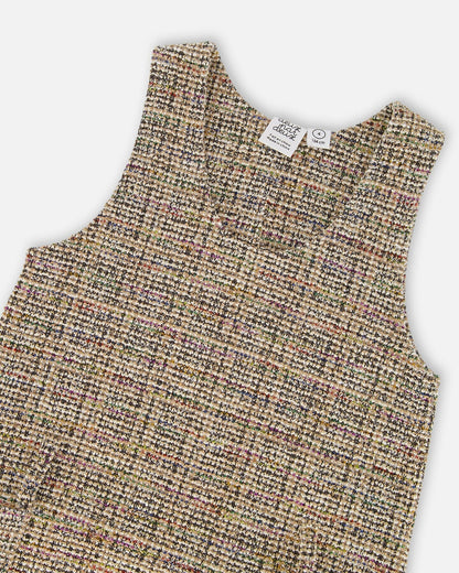 Pull en tweed beige et noir