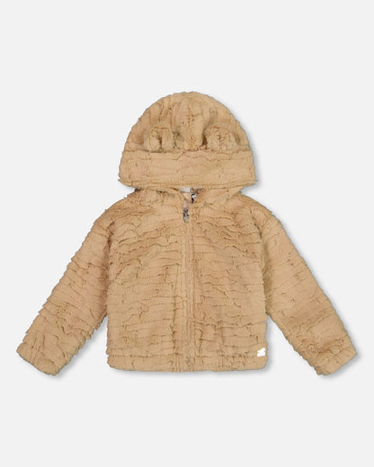Veste à capuche en fausse fourrure Nougat