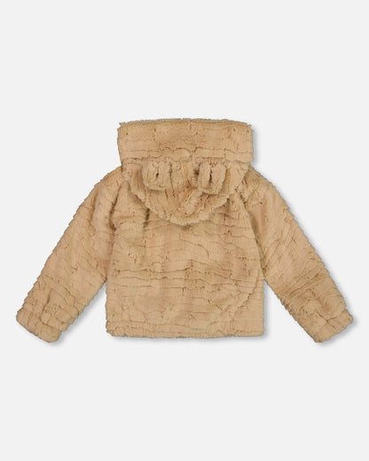 Veste à capuche en fausse fourrure Nougat