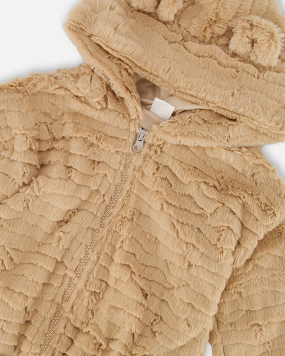 Veste à capuche en fausse fourrure Nougat