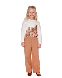T-shirt en jersey de coton biologique écru à motifs ourson