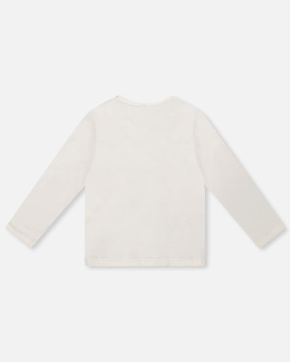 Organic Jersey T-Shirt Off-White With Teddy Bears