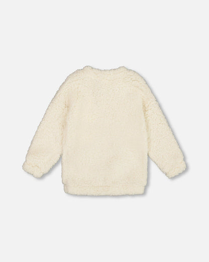 Plush Tunic Off-White With Bear Pocket
