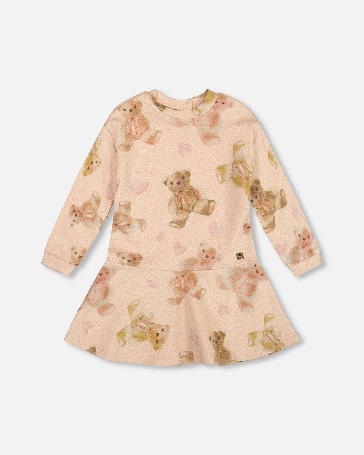 Robe molletonnée scintillante imprimé ours en peluche beige