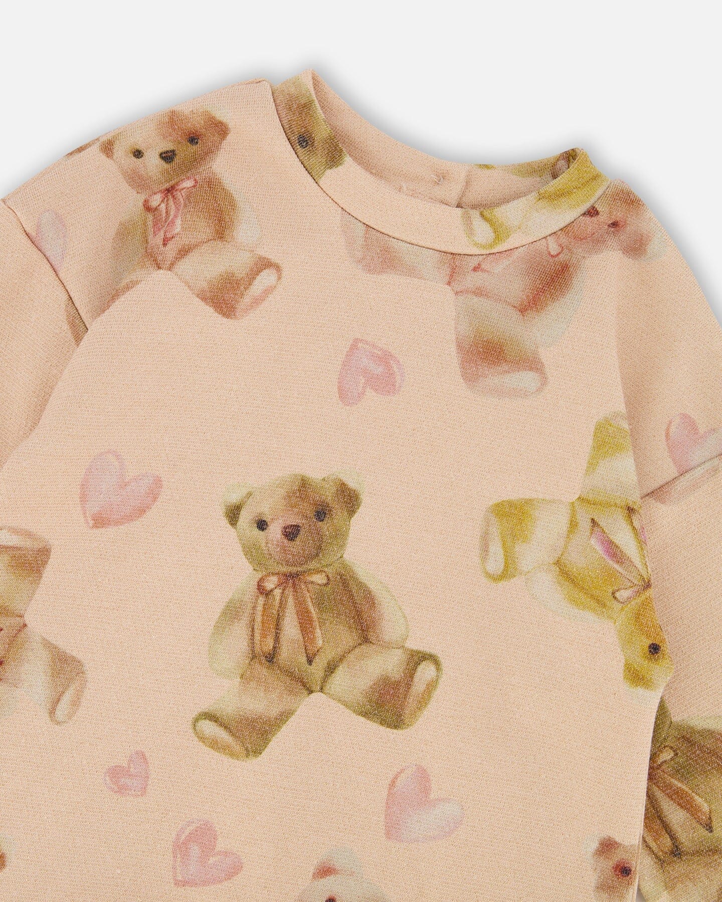 Robe molletonnée scintillante imprimé ours en peluche beige
