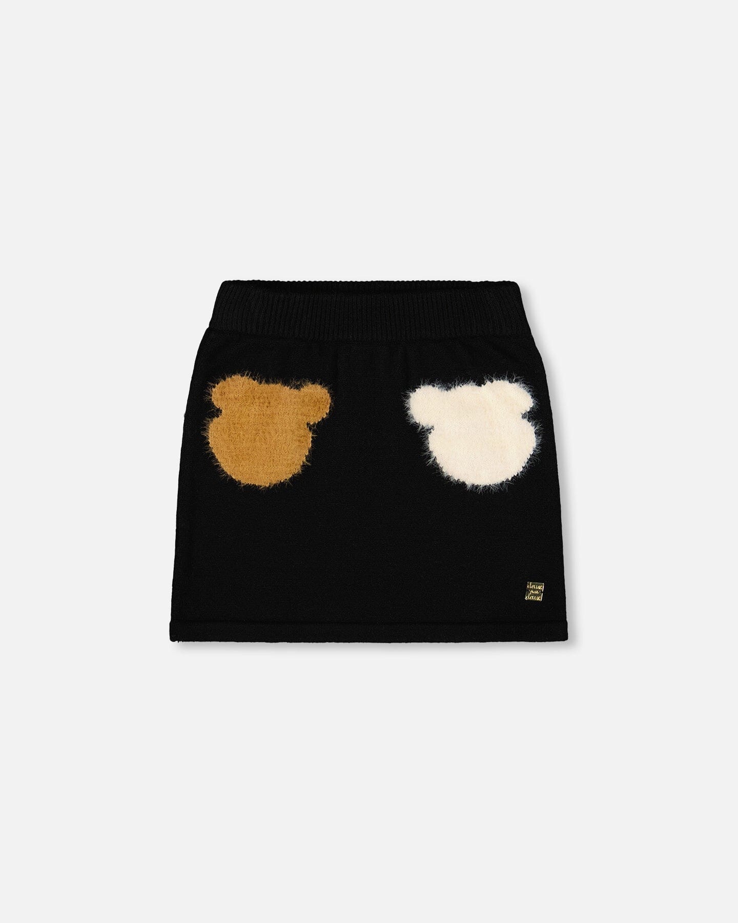 Jupe tricotée noire avec intarsia ours
