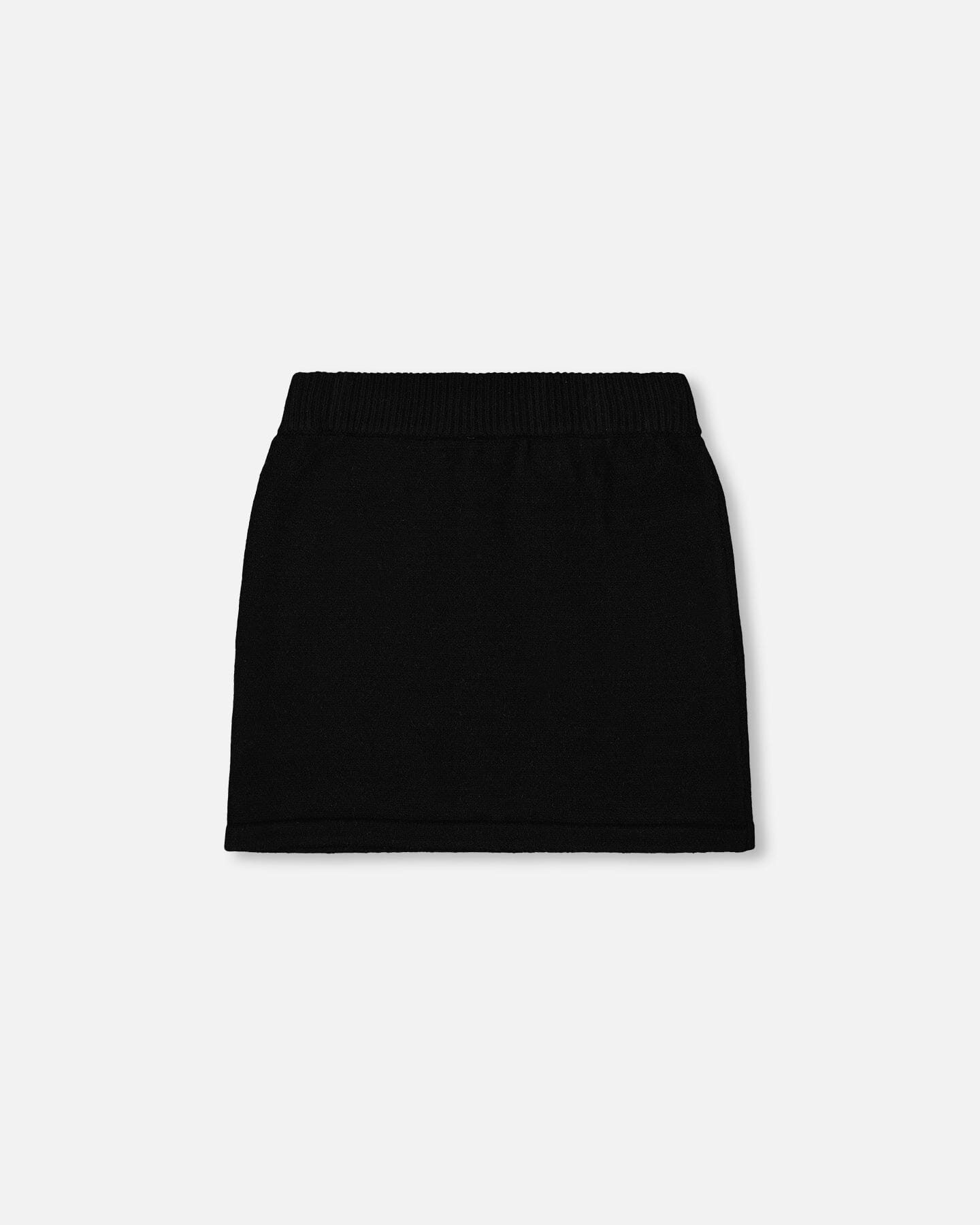 Jupe tricotée noire avec intarsia ours