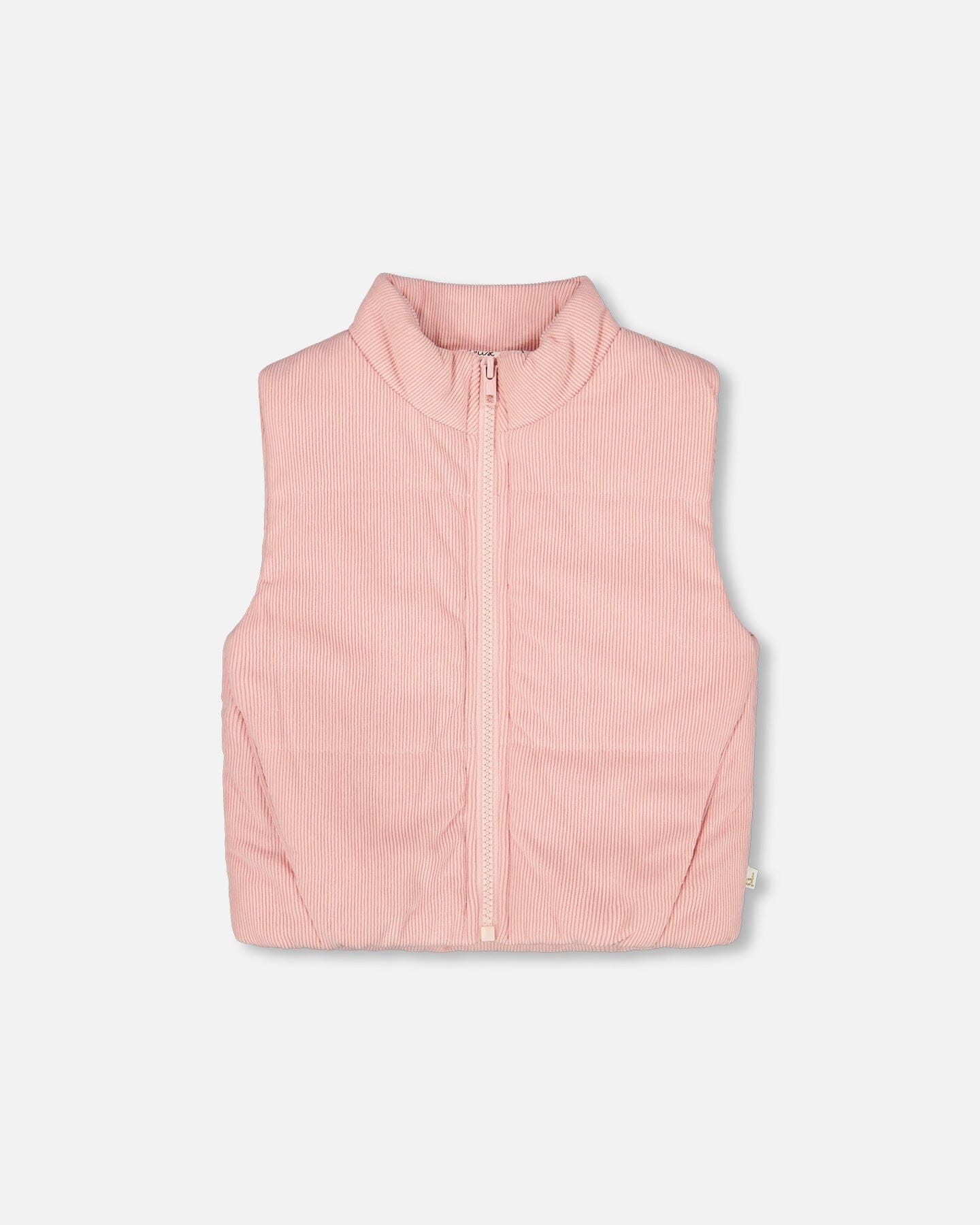 Gilet sans manches bouffant en velours côtelé vieux rose