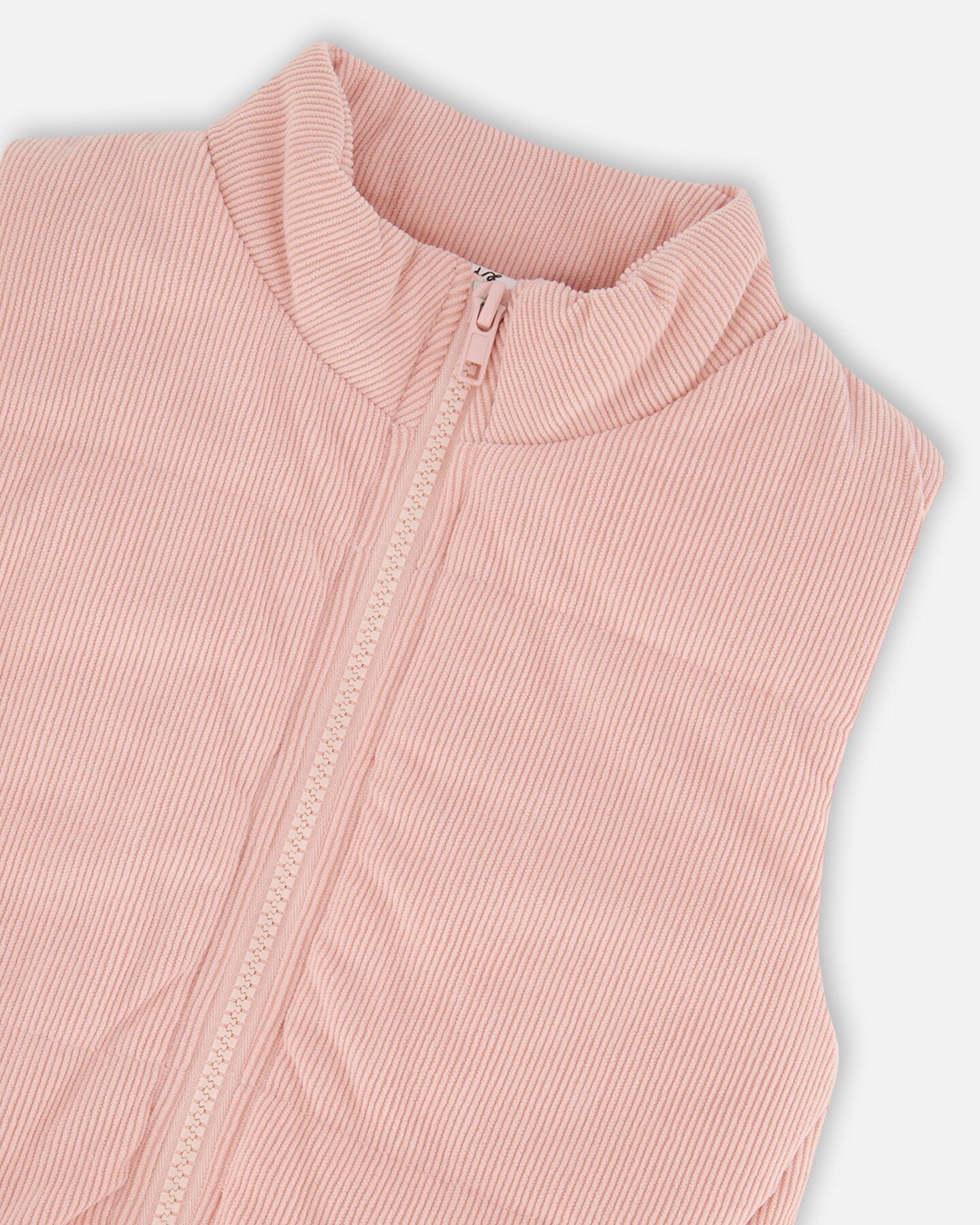 Gilet sans manches bouffant en velours côtelé vieux rose