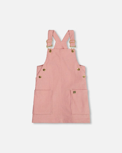 Robe salopette en velours côtelé vieux rose