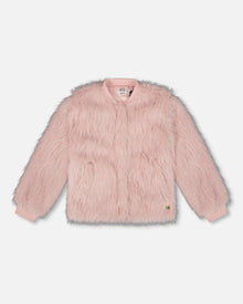 Short Faux Fur Coat Dusty Pink