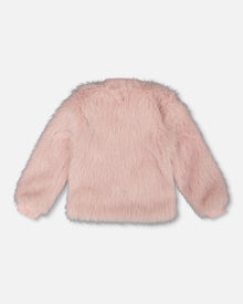 Short Faux Fur Coat Dusty Pink