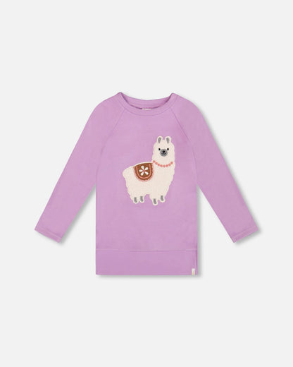 Tunique en jersey brossé ultra doux mauve avec lama
