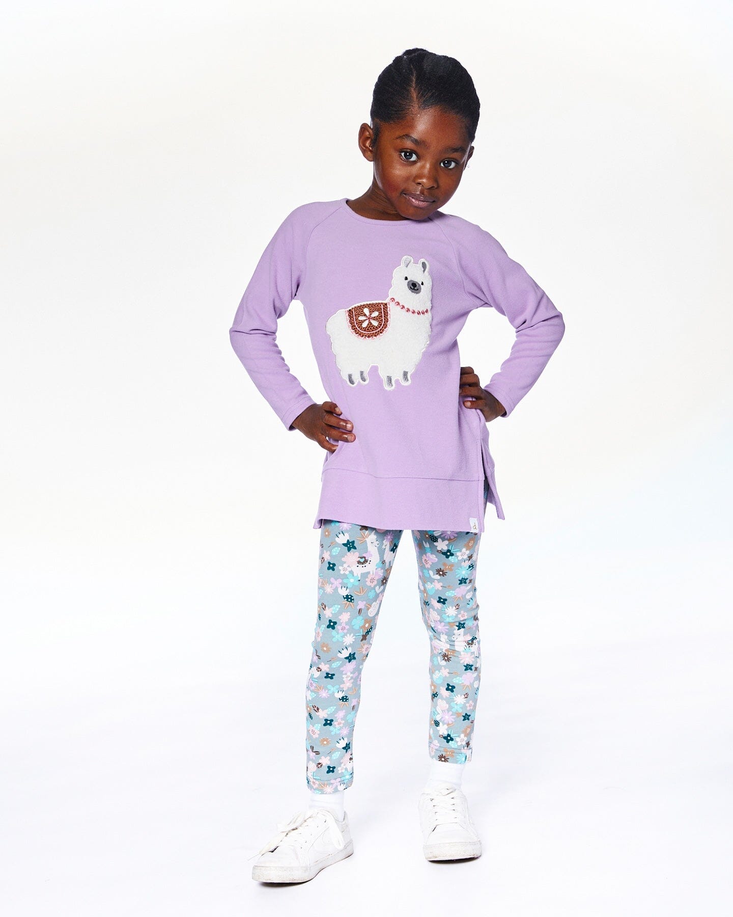 Tunique en jersey brossé ultra doux mauve avec lama
