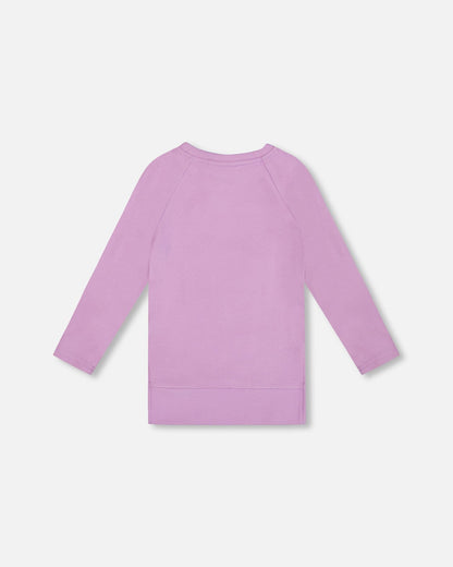 Tunique en jersey brossé ultra doux mauve avec lama