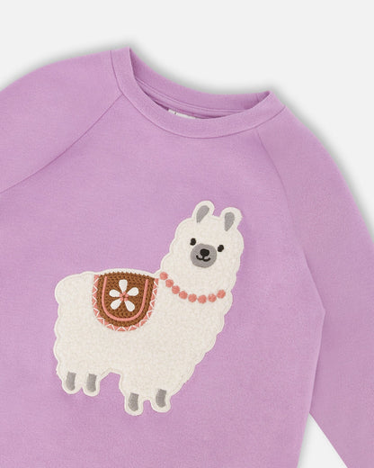 Tunique en jersey brossé ultra doux mauve avec lama