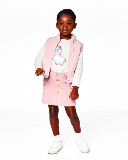Corduroy Skirt With Cargo Pockets Dusty Pink