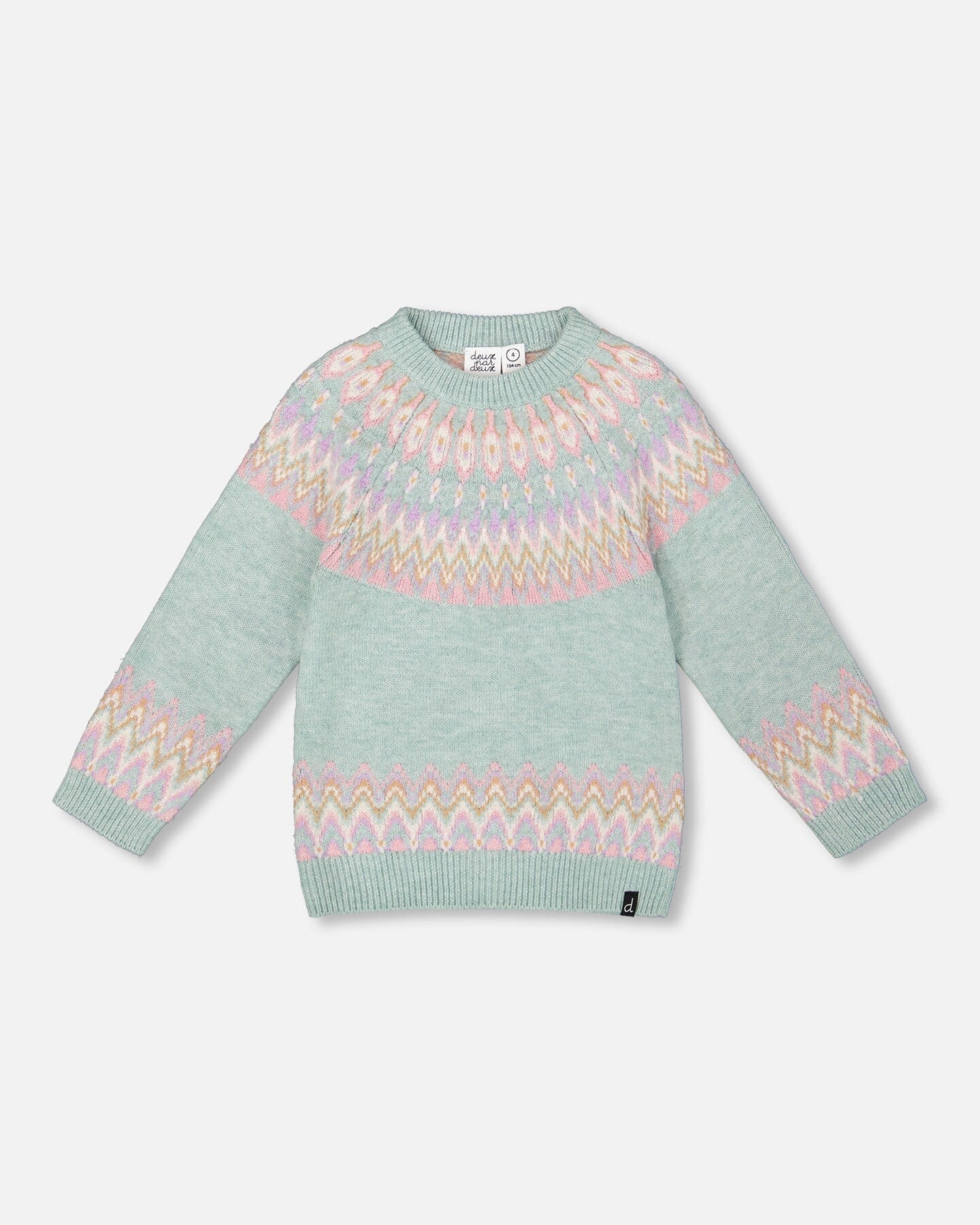 Sweater With Norwegian Jacquard Turquoise Blue