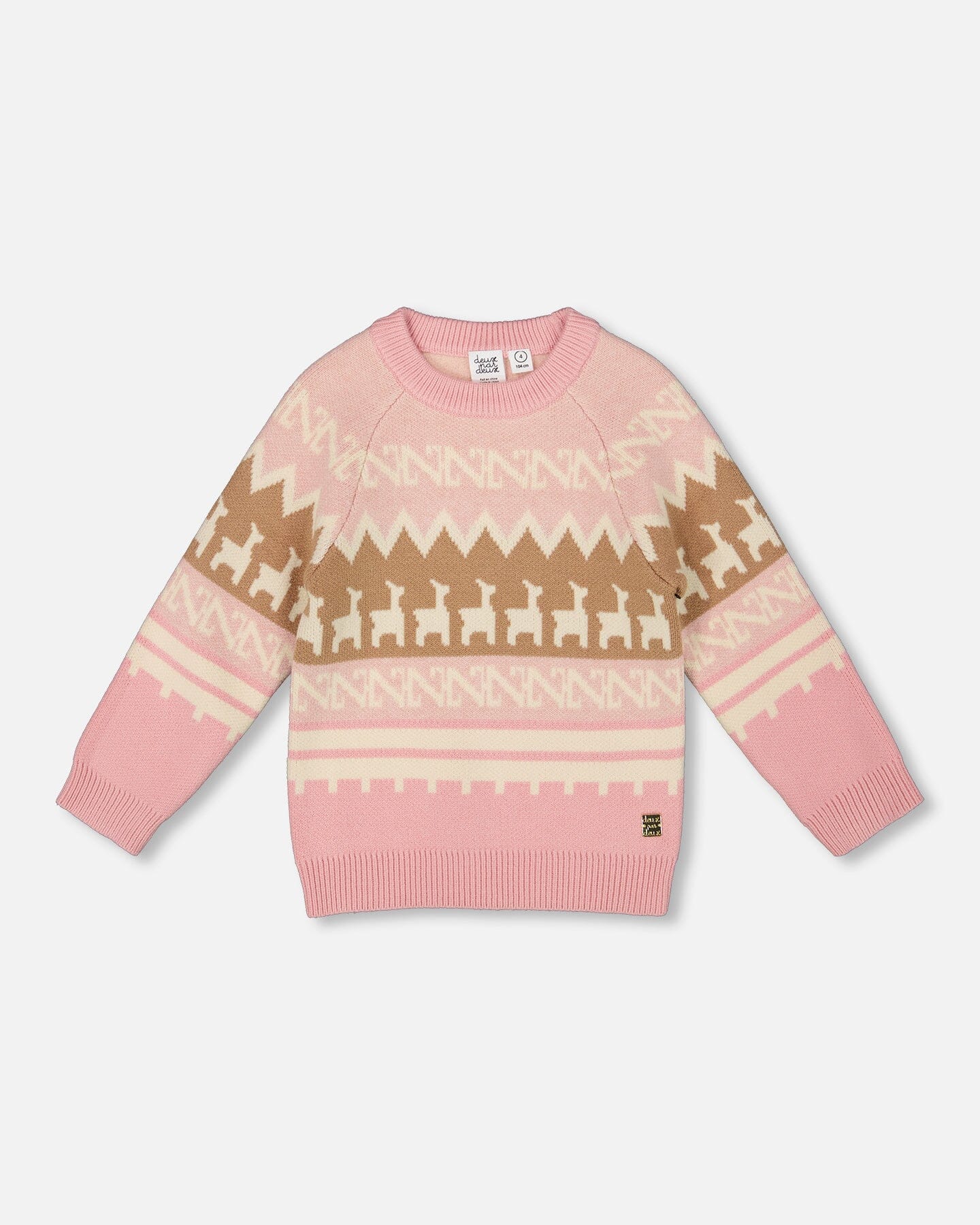Pull Jacquard Lama Rose Poudré
