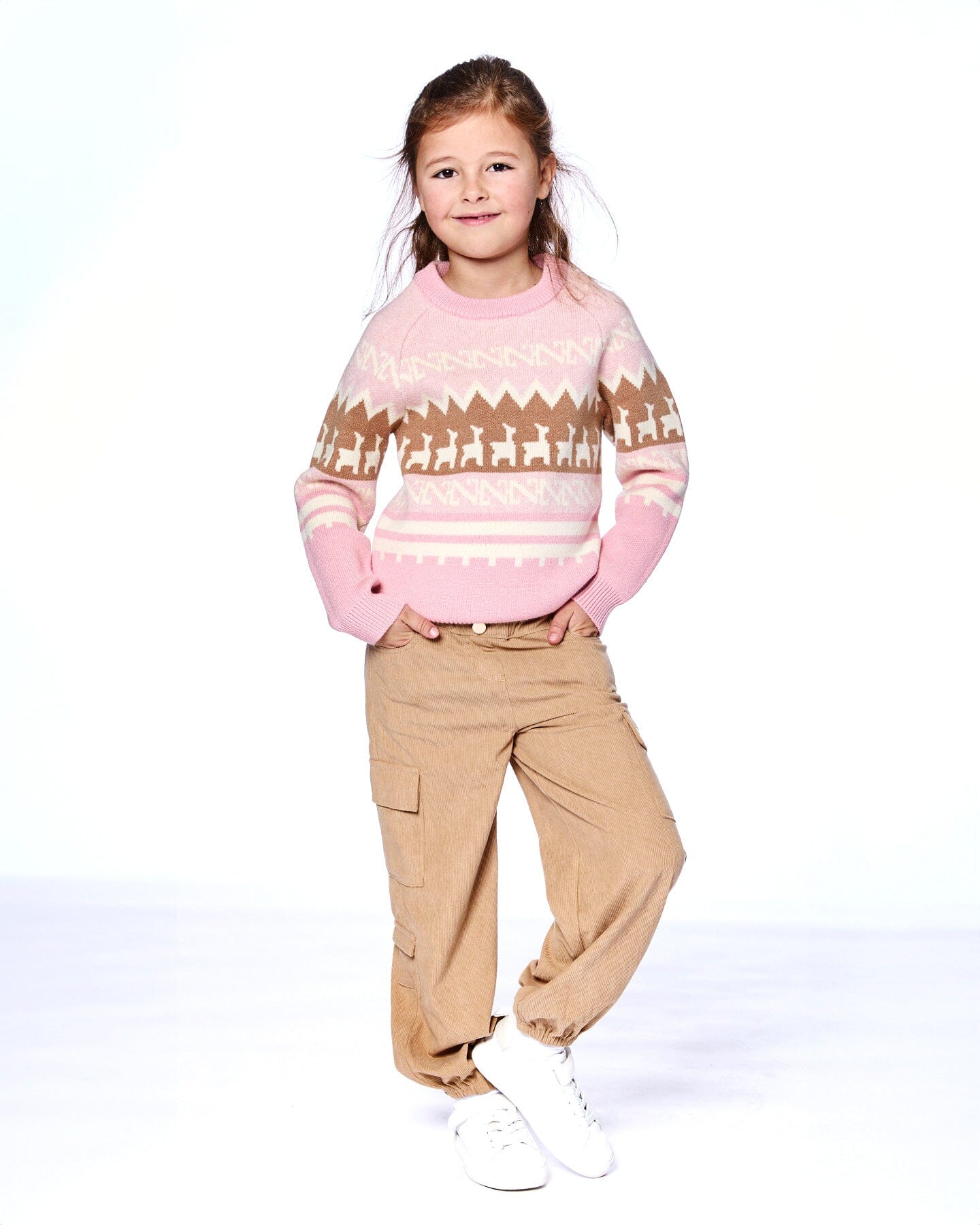 Pull Jacquard Lama Rose Poudré