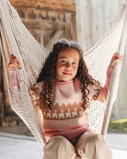 Pull Jacquard Lama Rose Poudré