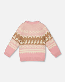Pull Jacquard Lama Rose Poudré
