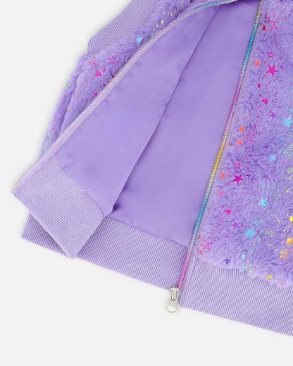Faux Fur Zipped Vest Lavender