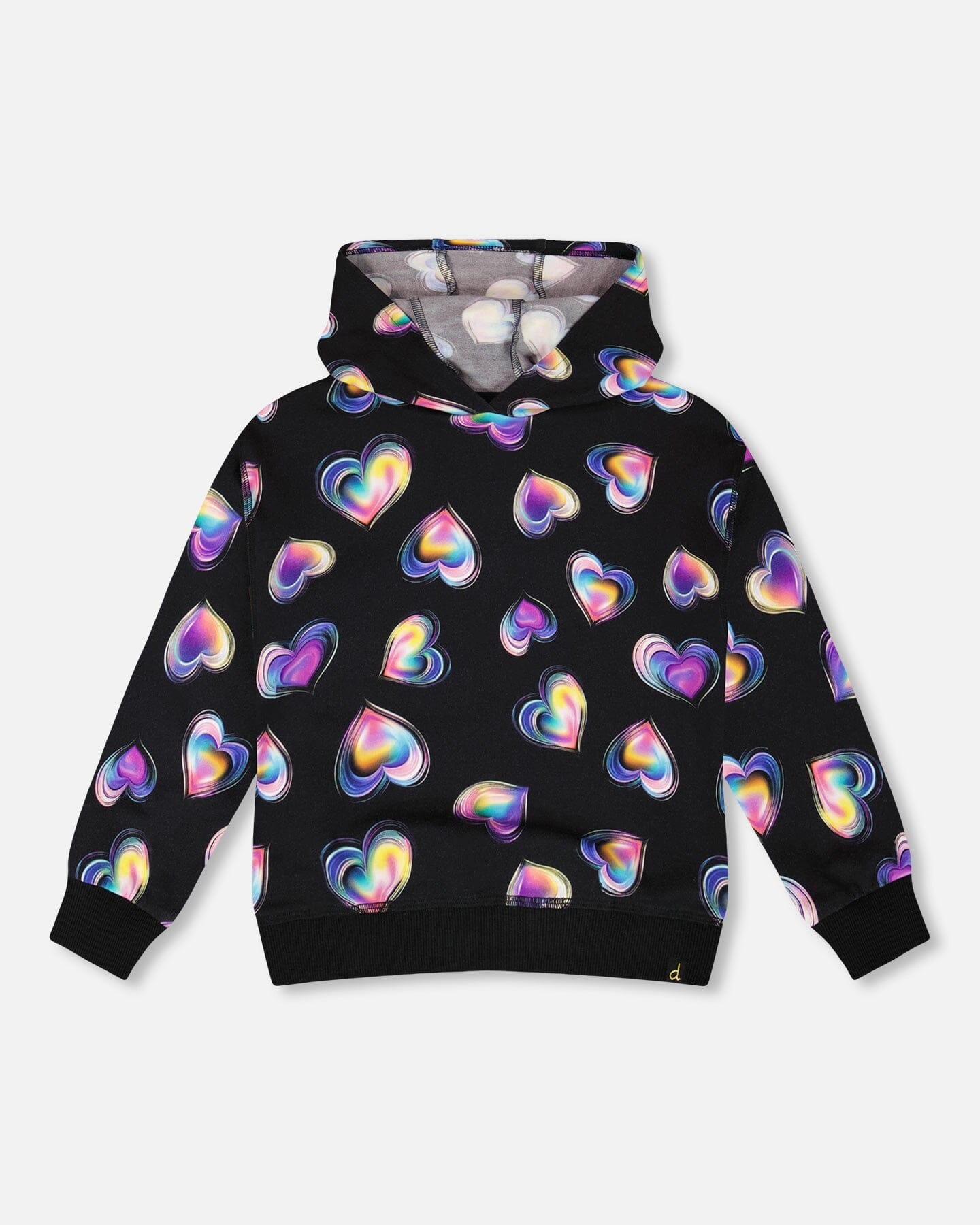 Polaire à Capuche Noir Et Multicolore
