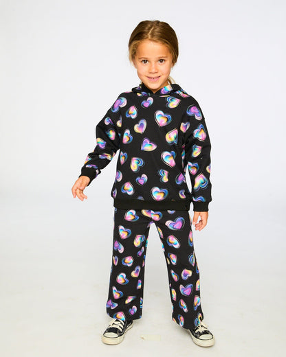 Polaire à Capuche Noir Et Multicolore