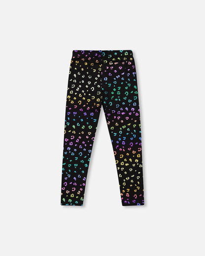 Legging en jersey stretch imprimé léopard multicolore