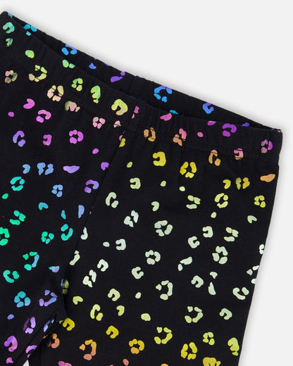 Legging en jersey stretch imprimé léopard multicolore
