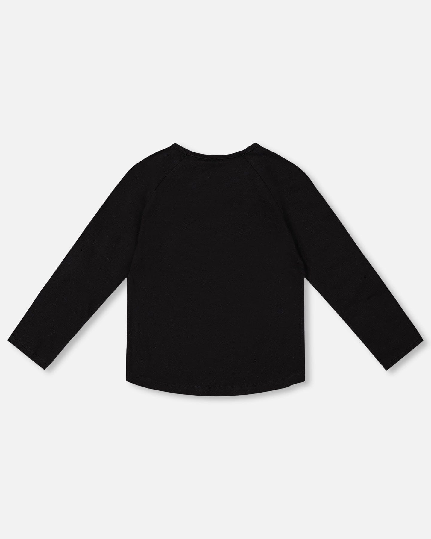 T-shirt à manches longues en coton biologique noir avec arc-en-ciel à sequins