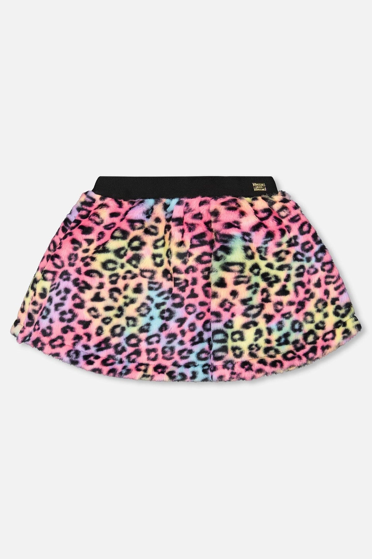 Jupe en fausse fourrure léopard multicolore